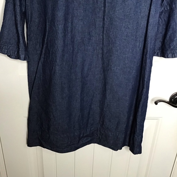 Draper James Chambray Ruffle Shift Dress. - Picture 4 of 10